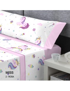 Juego de sábanas infantil MISS franela - Rosa