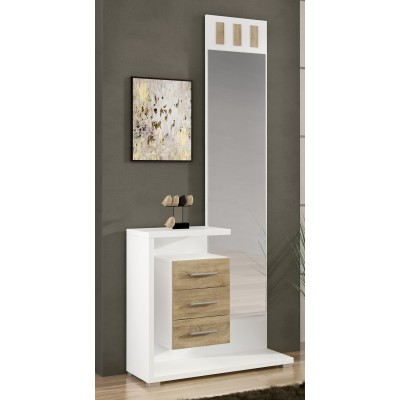 Recibidor PRISMA Blanco con Espejo Alto - Diseño Moderno