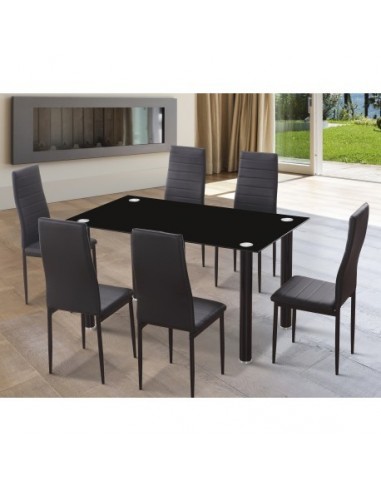 Pack mesa + 6 sillas EMI negro