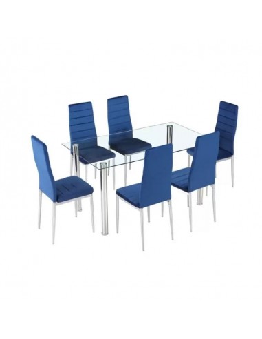 Pack mesa + 6 sillas AVATAR azul