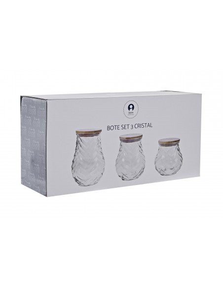 Set 3 bote cristal BAMBU