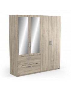 Armario 4 puertas + 2 cajones READY roble
