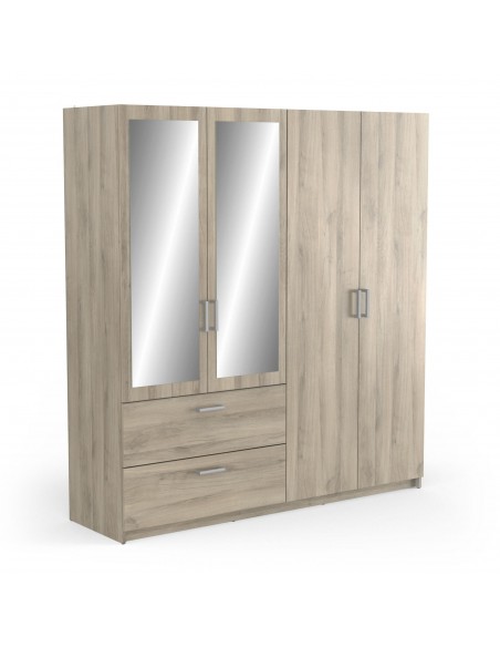 Armario 4 puertas + 2 cajones READY roble