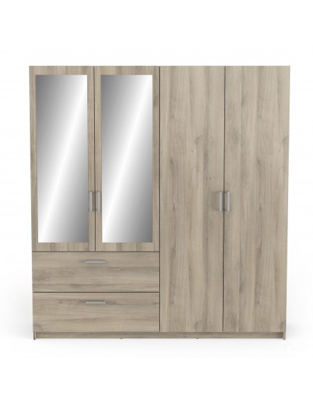 Armario 4 puertas + 2 cajones READY roble