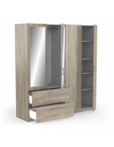 Armario 4 puertas + 2 cajones READY roble
