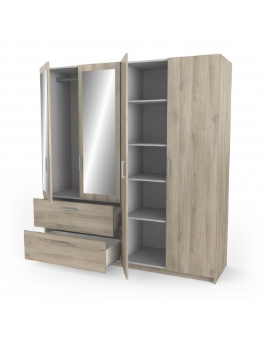 Armario 4 puertas + 2 cajones READY roble