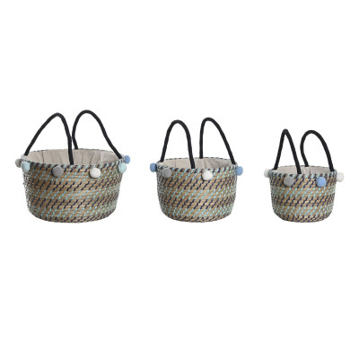 Cesta SEAGRASS pompon mediana - Estilo y funcionalidad
