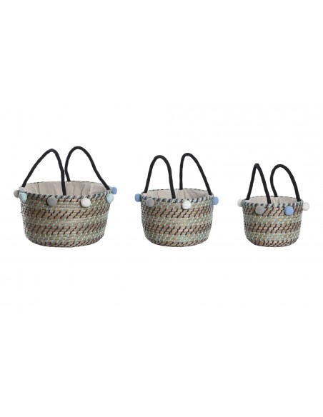 Cesta SEAGRASS pompon grande