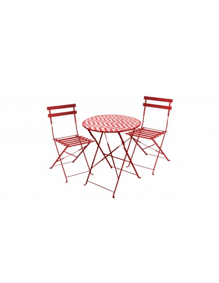 Mesa + 2 sillas ZIGZAG grosella