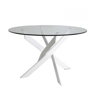 Mesa redonda RUTH 120cm - Cristal templado y elegante