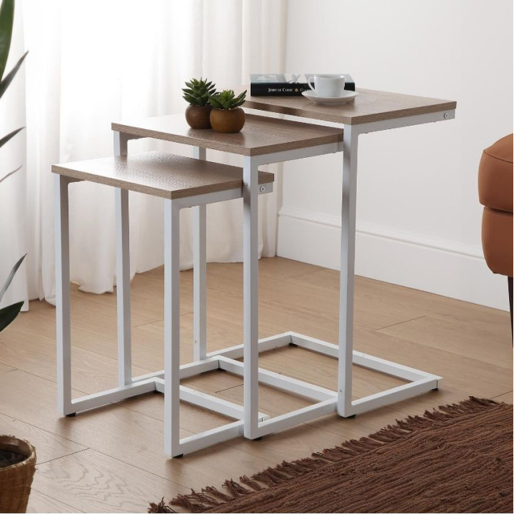 Set 3 mesas INDUSTRIAL white