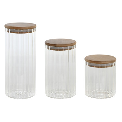 Set 3 Botes Cristal-Bambú - Almacenaje Ecológico y Práctico