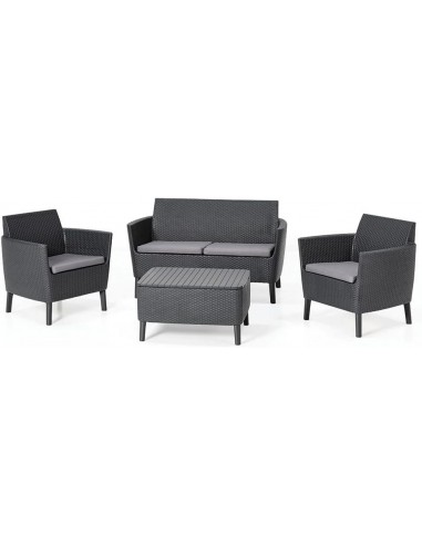Set SALEMO 2 sillones + sofá + mesa grafito