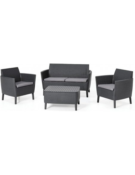 Set SALEMO 2 sillones + sofá + mesa grafito