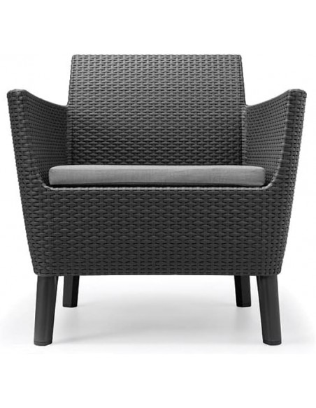 Set SALEMO 2 sillones + sofá + mesa grafito