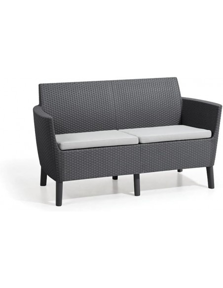 Set SALEMO 2 sillones + sofá + mesa grafito