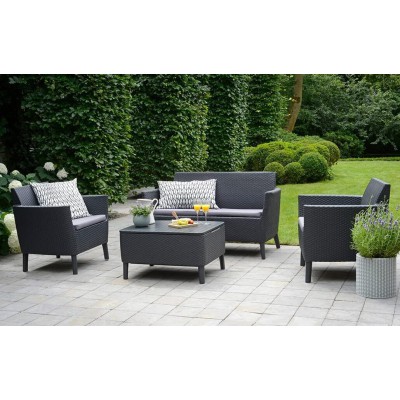 Set SALEMO 2 Sillones + Sofá + Mesa Grafito Moderno