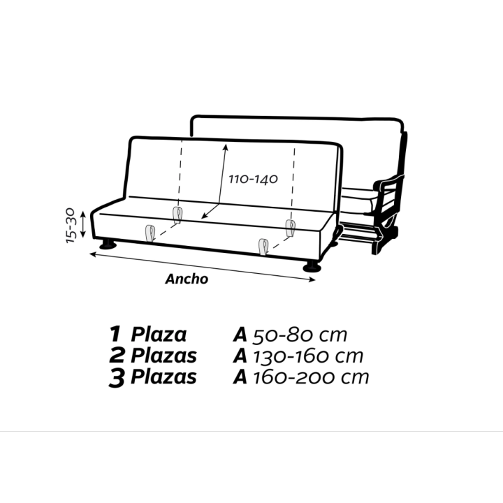 Funda sofá 3 plazas CLICK CLACK - Elástica y Lavable