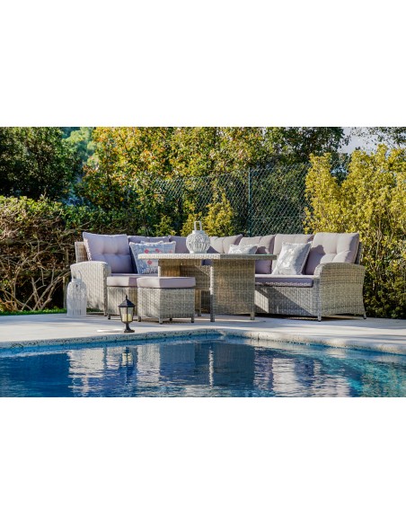 Set sofá + 2 taburetes + mesa RATAN