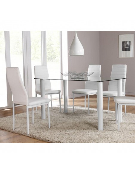 Mesa comedor + 4 sillas SILNE blanco