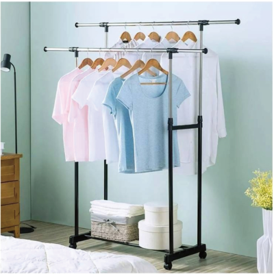 Perchero METAL Doble con Ruedas - Organiza y Transporta Ropa