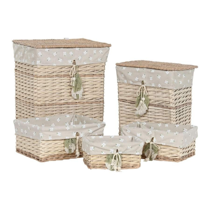 Cesta ROPA "MP" - Mimbre y Algodón Natural, Muy Pequeña