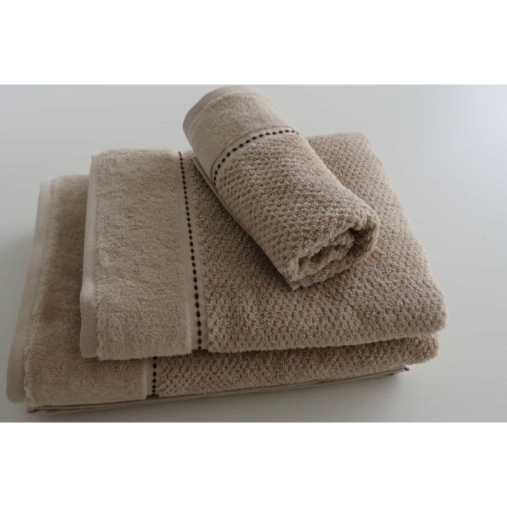 Juego de toallas 3 piezas beige - 100% algodón y suave
