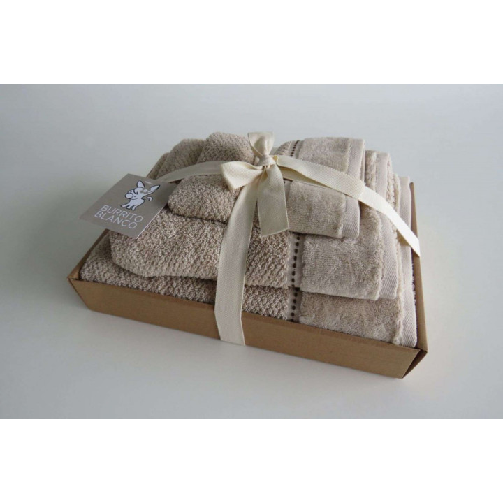 Juego de toallas 3 piezas beige - 100% algodón y suave