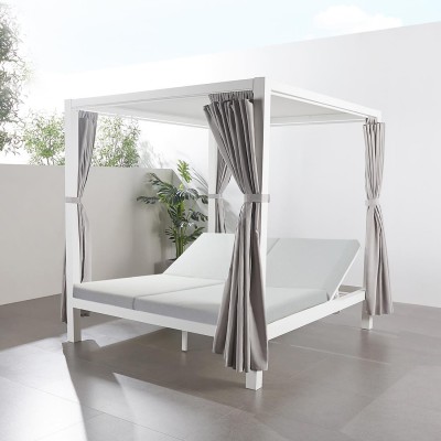 Cama Balinesa Blanca - Diseño Moderno para Exteriores