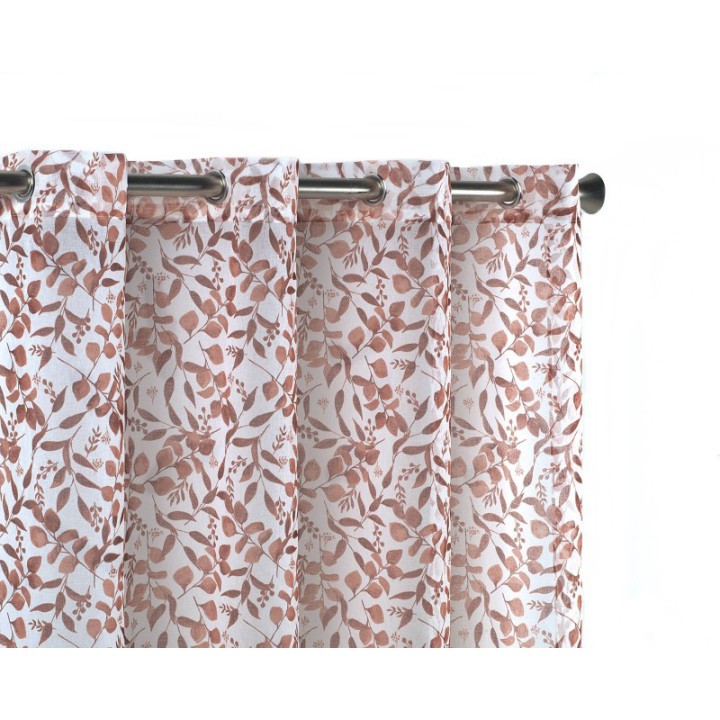 Visillo Cocina Dos Hojas - Estampado Floral Olivo