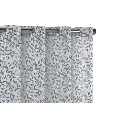 Visillo Cocina Dos Hojas - Estampado Floral Olivo