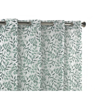 Visillo Cocina Dos Hojas - Estampado Floral Olivo