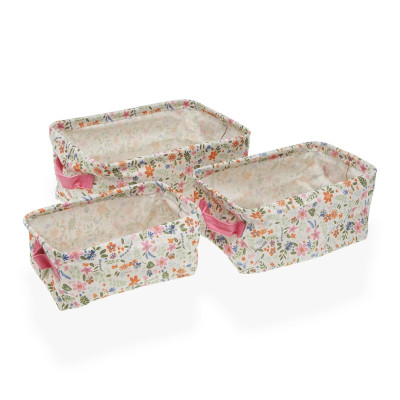 Set 3 cestas rectangular FLOWERS