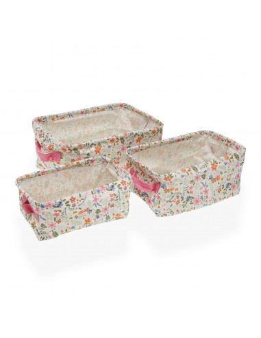 Set 3 cestas rectangular FLOWERS