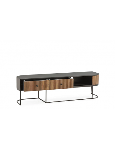 Mueble tv CURVE 2p + 1c 160cm madera mango