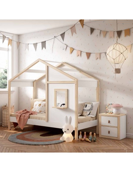 Cama CASITA blanco natural