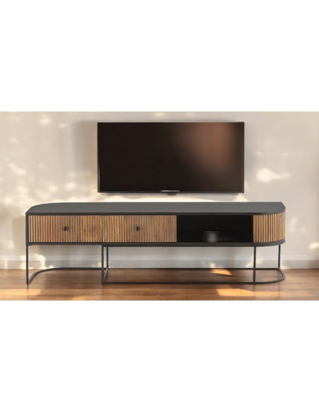 Mueble tv CURVE 2p + 1c 160cm madera mango