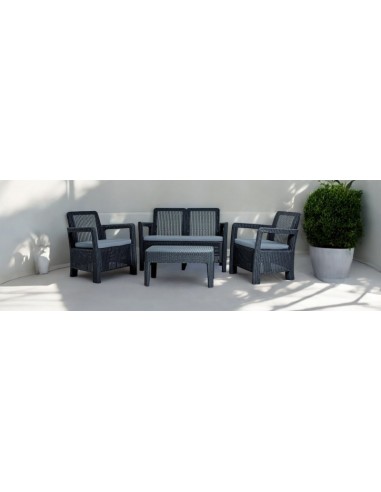 Mesa y 3 sillones LOUNGE ANTRACITA