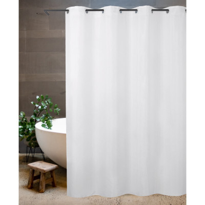 Cortina de baño 180x200 blanca antimoho fácil instalación