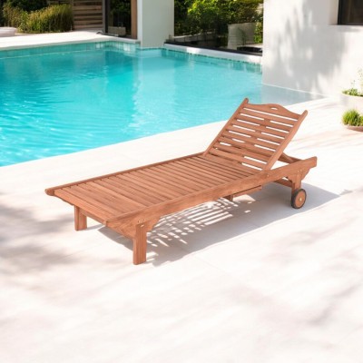 Tumbona FANIA Teca de Madera con Bandeja Lateral Deslizable