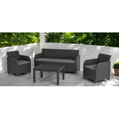 Set ROSALIE Grafito: Sofá y Sillones de Exterior