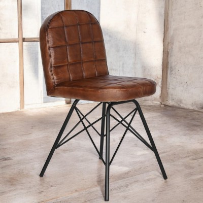 Silla 156 piel marrón - Elegancia y durabilidad en metal