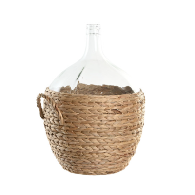 Jarrón de Cristal 25L con Funda de Fibra Natural