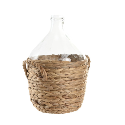 Jarrón de Cristal 8,5L con Base de Fibra Natural