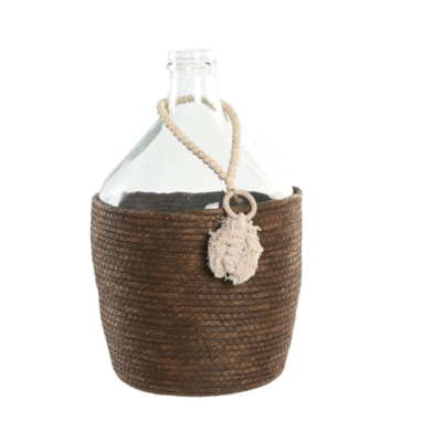 Jarrón de Cristal Fibra 8,5L con Detalle de Hoja