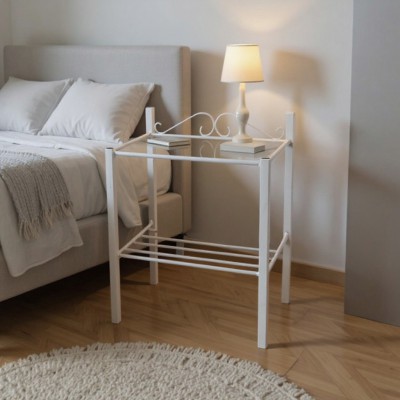 Mesita de Noche FORJA 650 Blanco - Diseño Compacto y Elegante