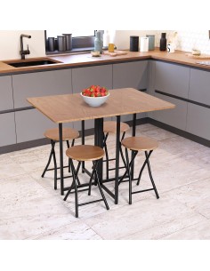 Mesa y 4 sillas PLEGABLE negra