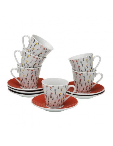 Set 6 tazas café y plato BLUME