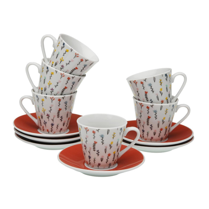 Set 6 tazas café y plato BLUME