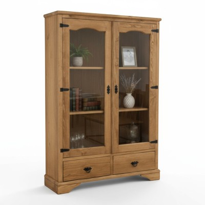 Vitrina SERRANA 2p+2c de madera maciza - 170x120 cm